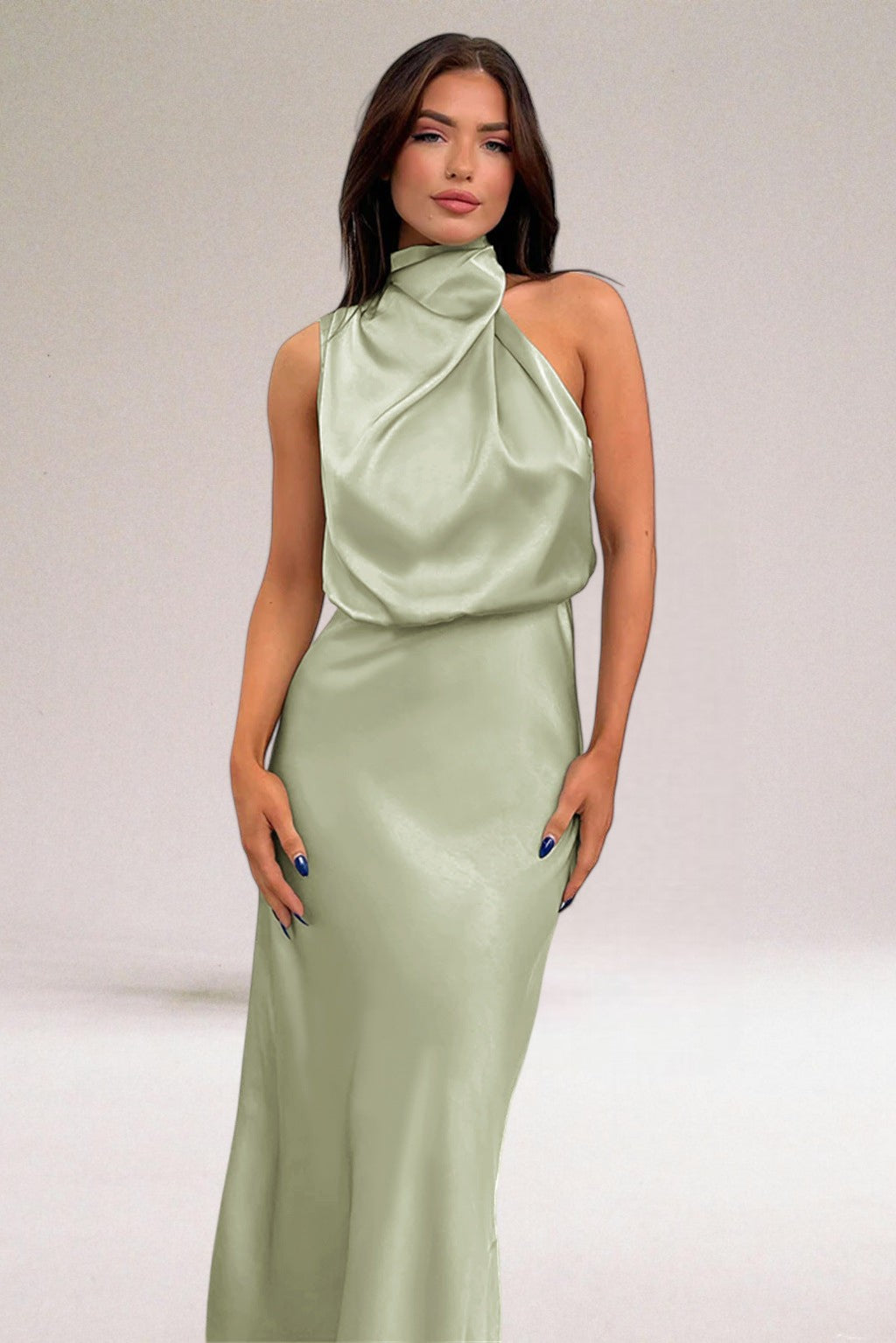 Farah  | Glamorous satin dress with harness