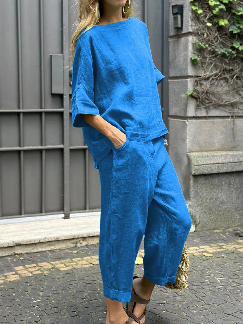 Charin™ | Women's Comfy Set Of Folded Pants & Shirt