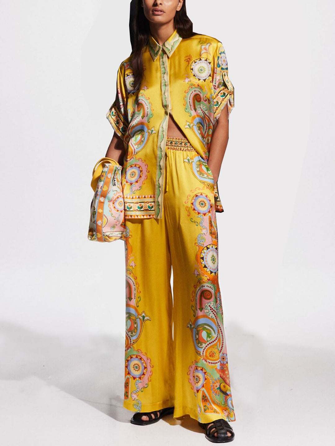 Lucia™ | Satin Unique Print Loose Shirt Set