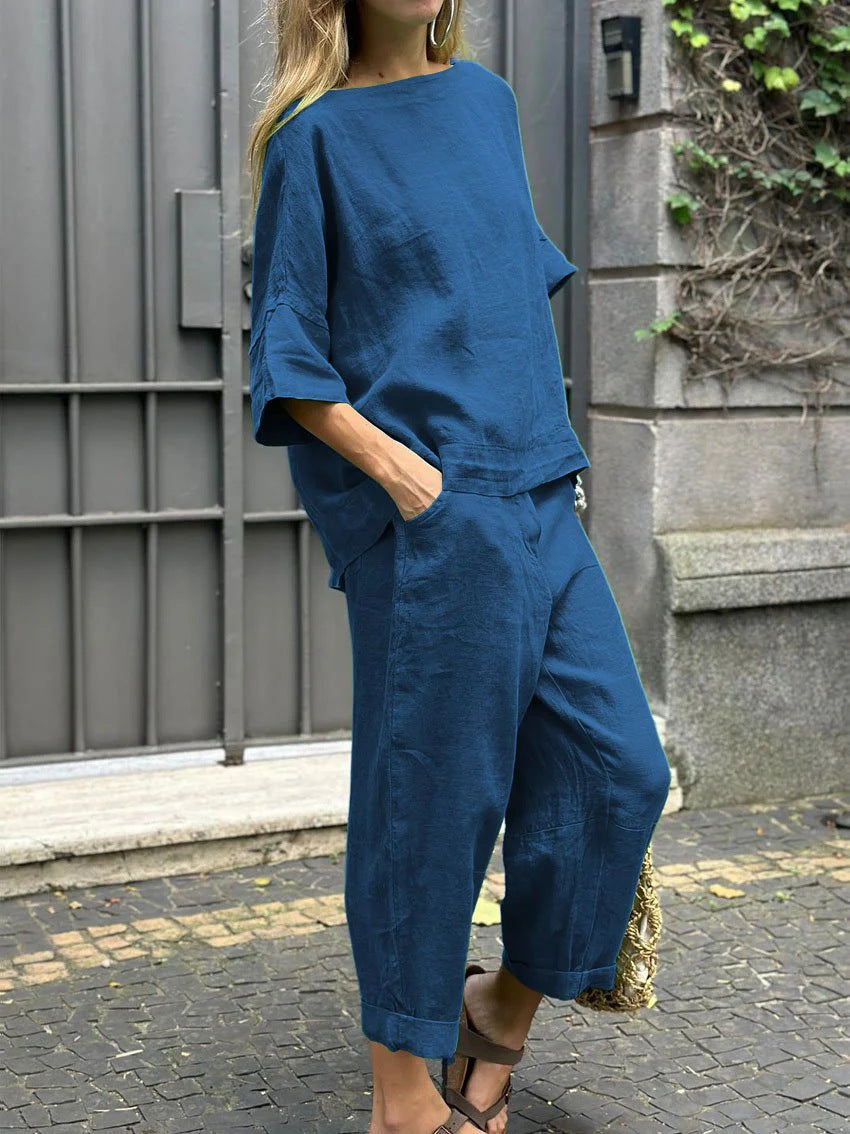Charin™ | Women's Comfy Set Of Folded Pants & Shirt