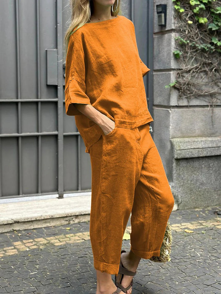Charin™ | Women's Comfy Set Of Folded Pants & Shirt