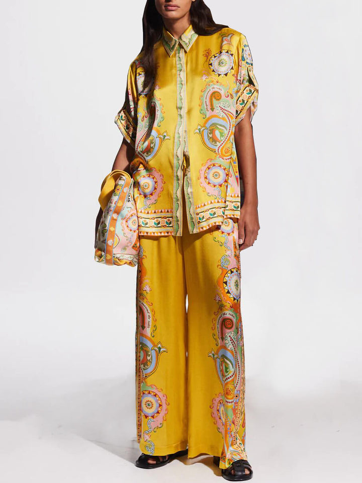 Lucia™ | Satin Unique Print Loose Shirt Set