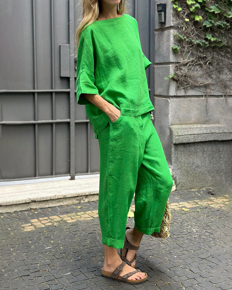 Charin™ | Women's Comfy Set Of Folded Pants & Shirt