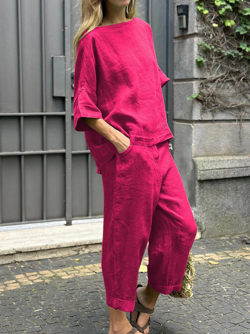 Charin™ | Women's Comfy Set Of Folded Pants & Shirt