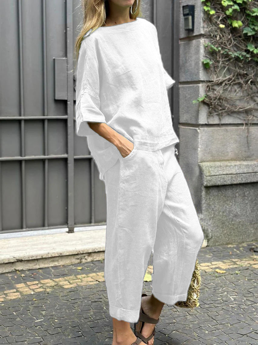 Charin™ | Women's Comfy Set Of Folded Pants & Shirt