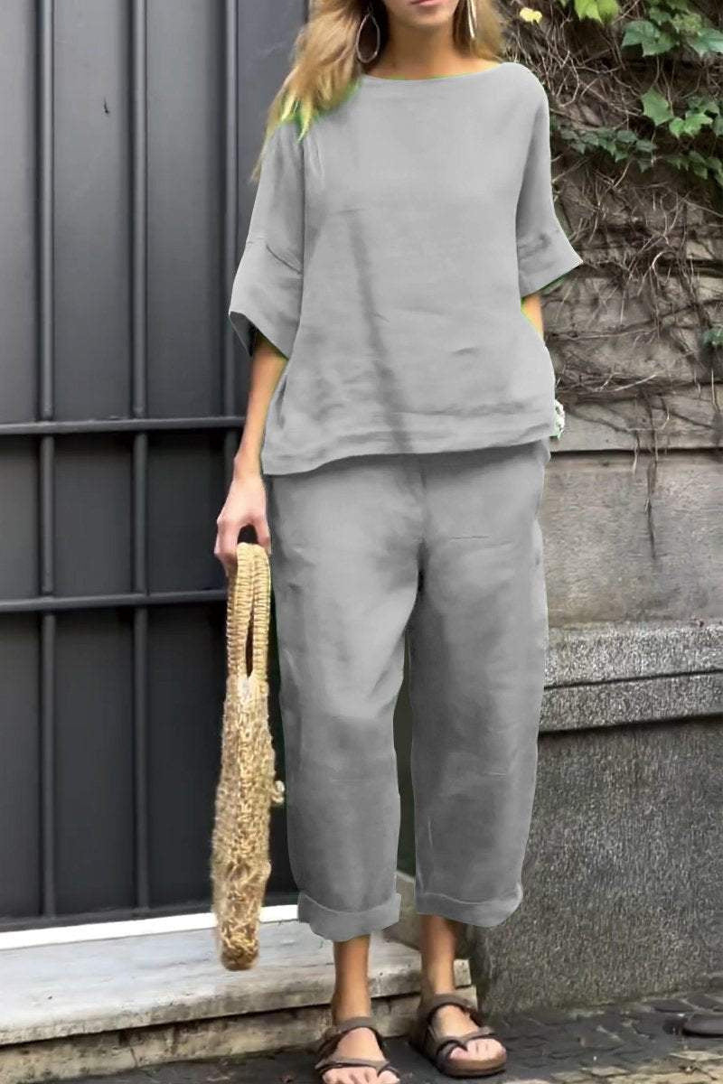 Charin™ | Women's Comfy Set Of Folded Pants & Shirt