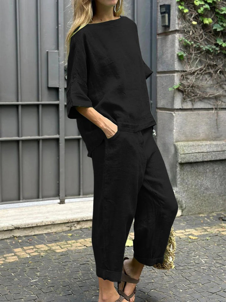 Charin™ | Women's Comfy Set Of Folded Pants & Shirt