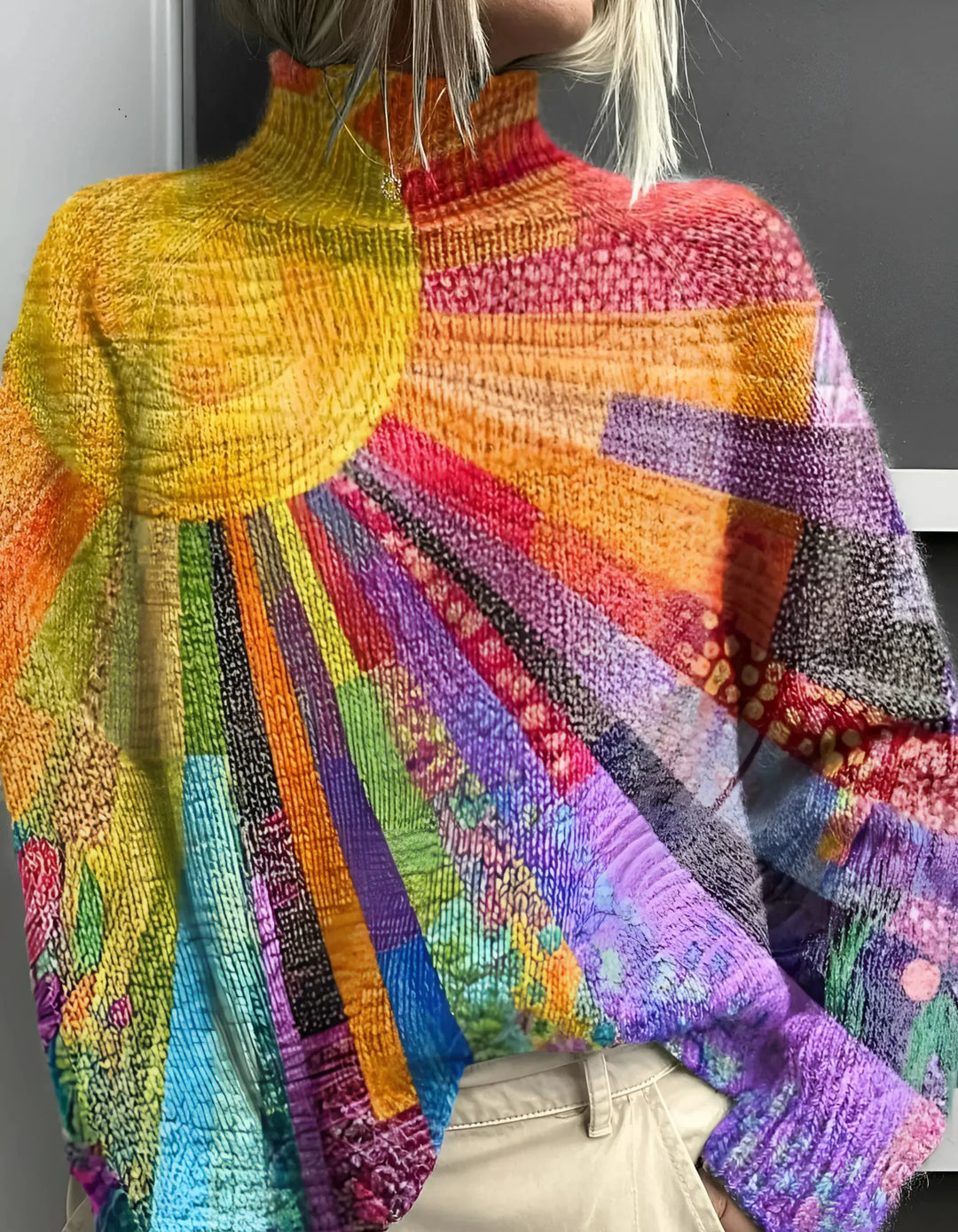 Ada ™ | - Cheerful Colorful Turtleneck Sweaterr