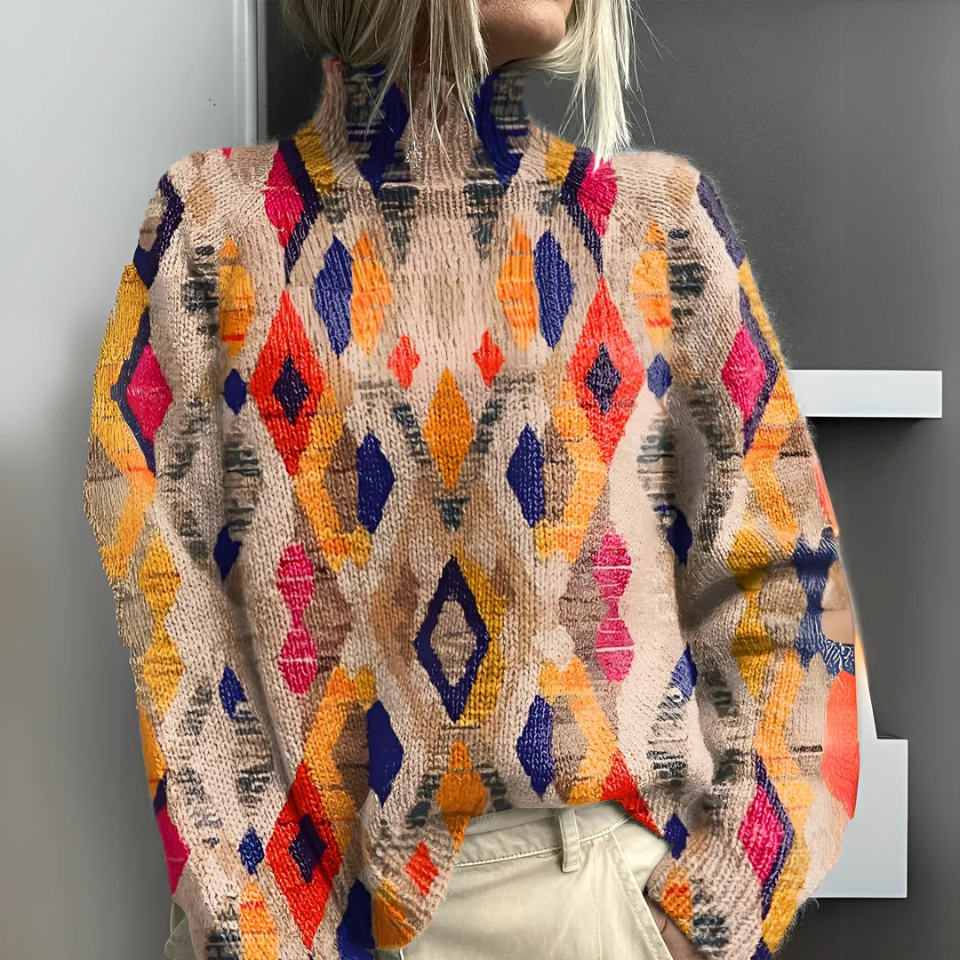 Fenna™ | - Knitted sweater with geometric diamond pattern