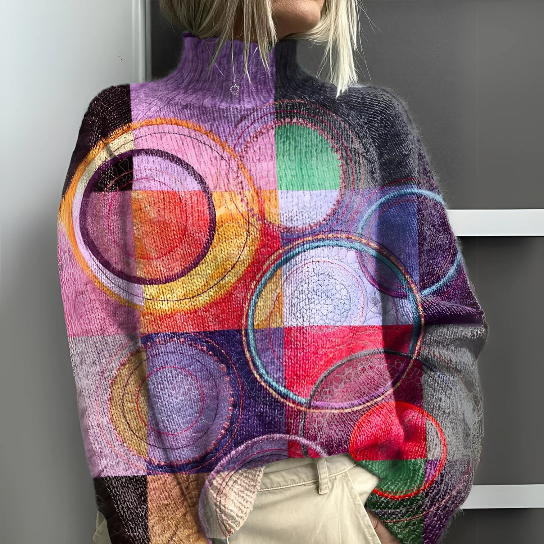 Jasmijn™ | Colorblock knitted turtleneck sweater
