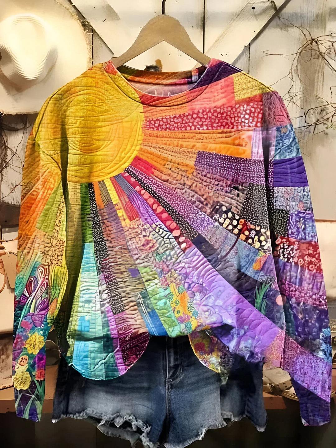 Quirine™ | Colorful Sun Collage Sweatshirt