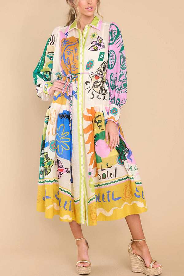 Lina™ - Print Patchwork Midi Dress