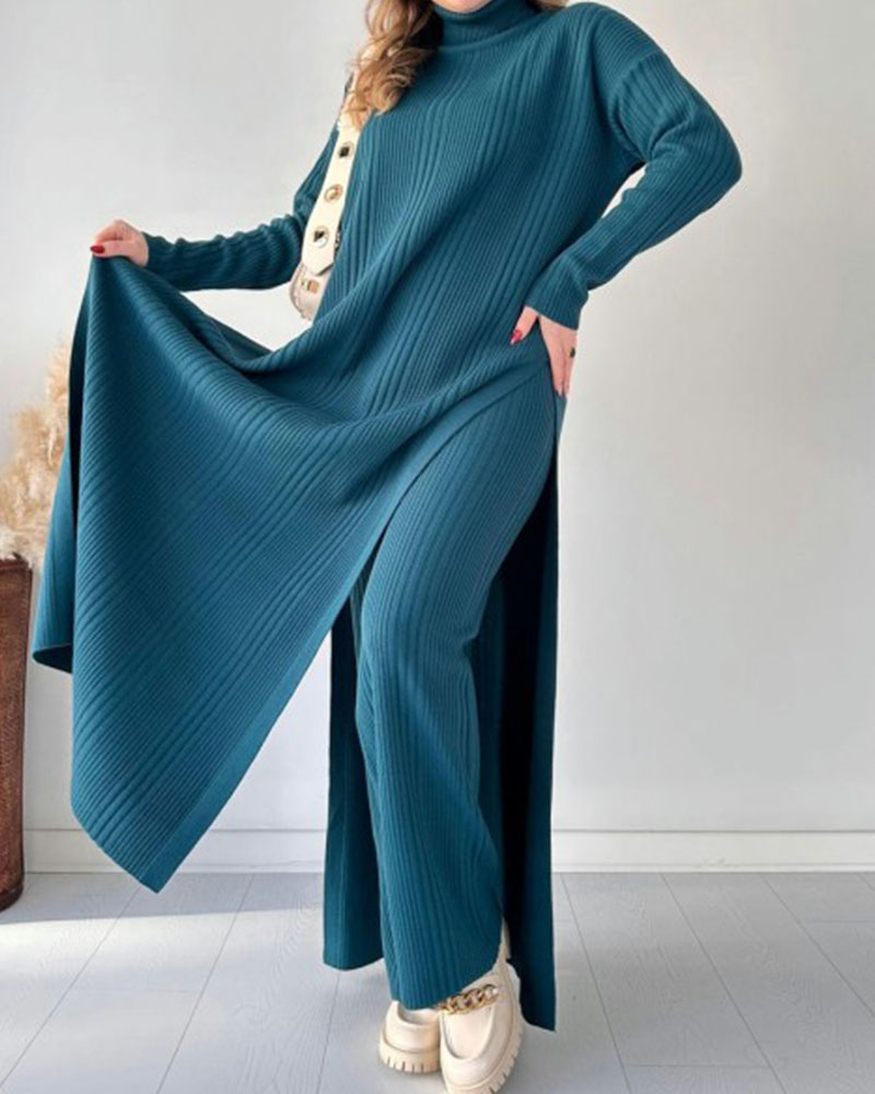 Lizzy™ | Chic extended length slit knitted two-piece set