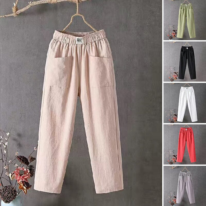 Mila | Casual Cotton Linen Trousers with Elasticated Waist