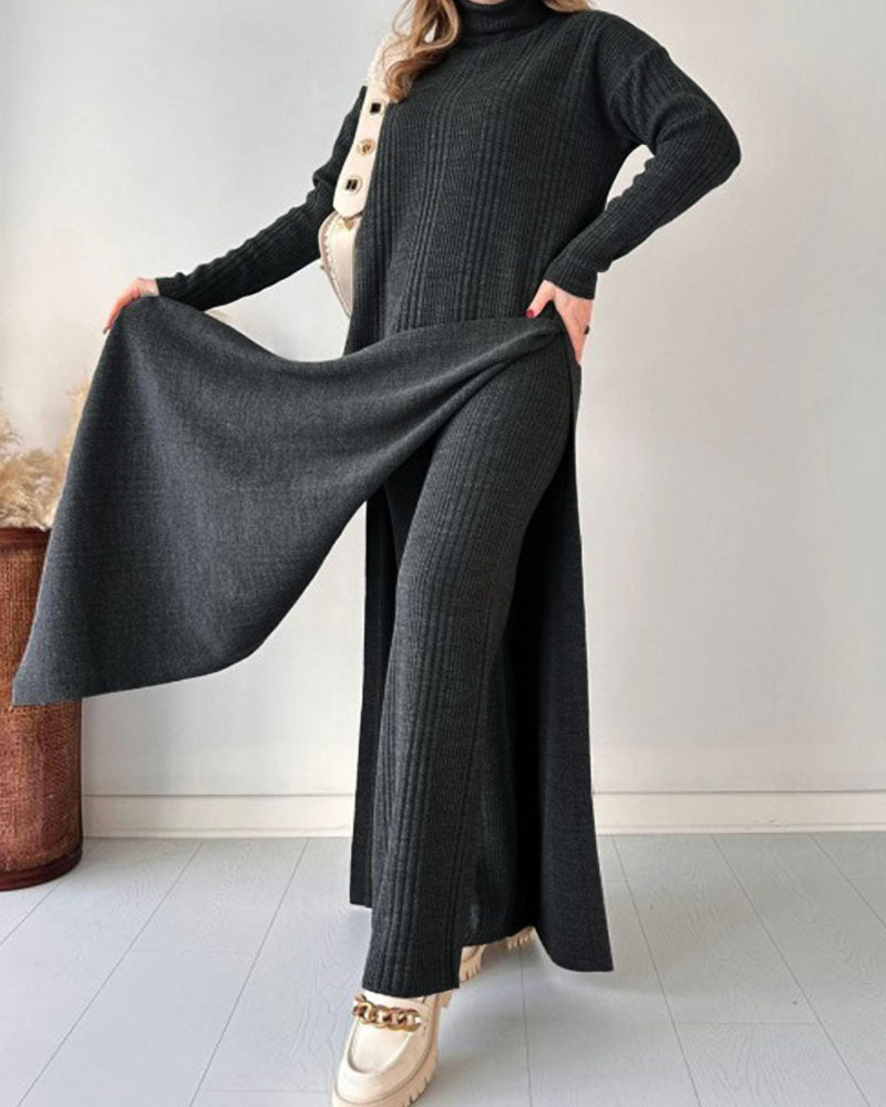 Lizzy™ | Chic extended length slit knitted two-piece set