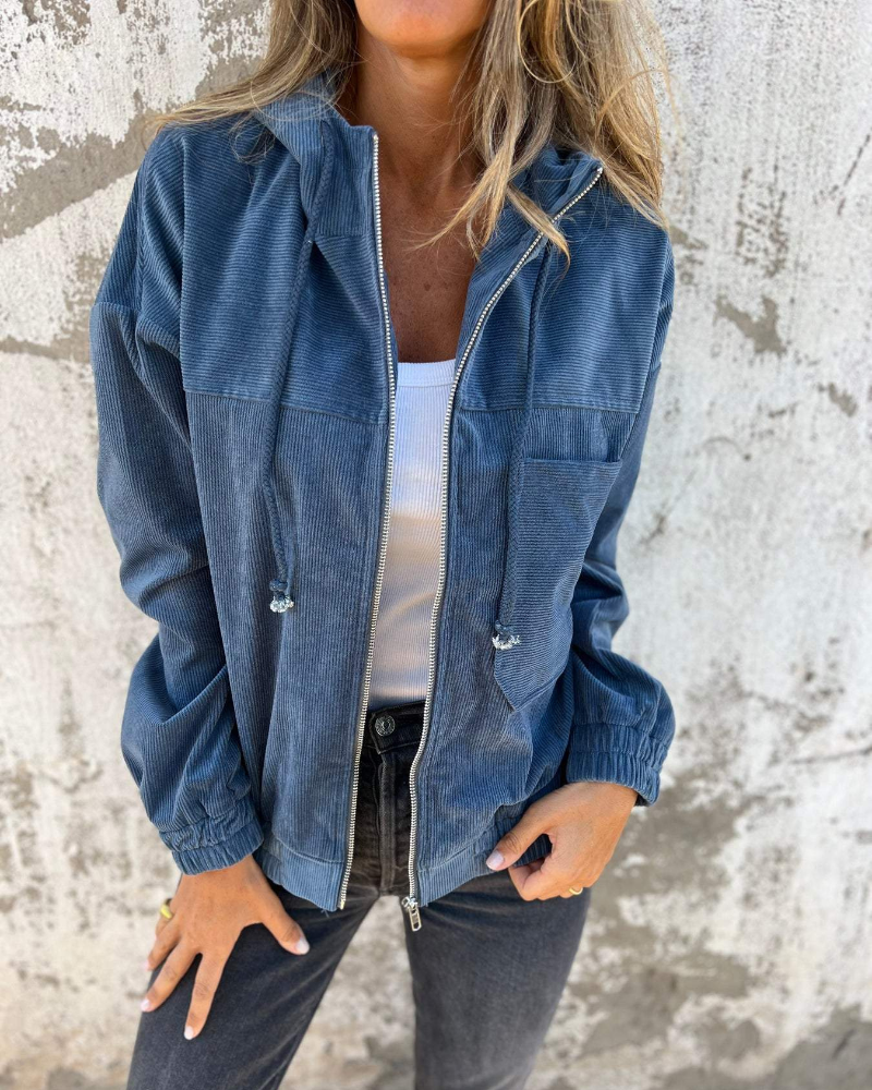 DANNA™ l Corduroy Hooded Zip Up Jacket