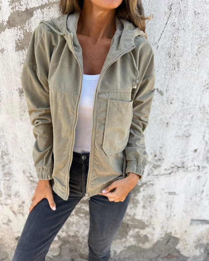 DANNA™ l Corduroy Hooded Zip Up Jacket