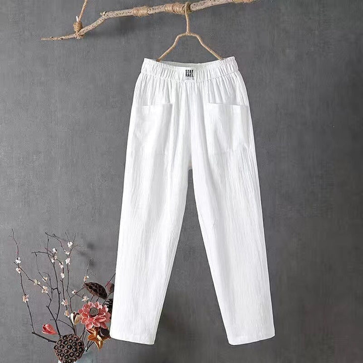 Mila | Casual Cotton Linen Trousers with Elasticated Waist