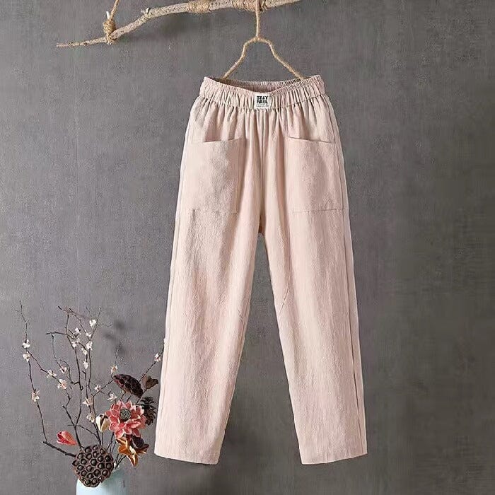 Mila | Casual Cotton Linen Trousers with Elasticated Waist