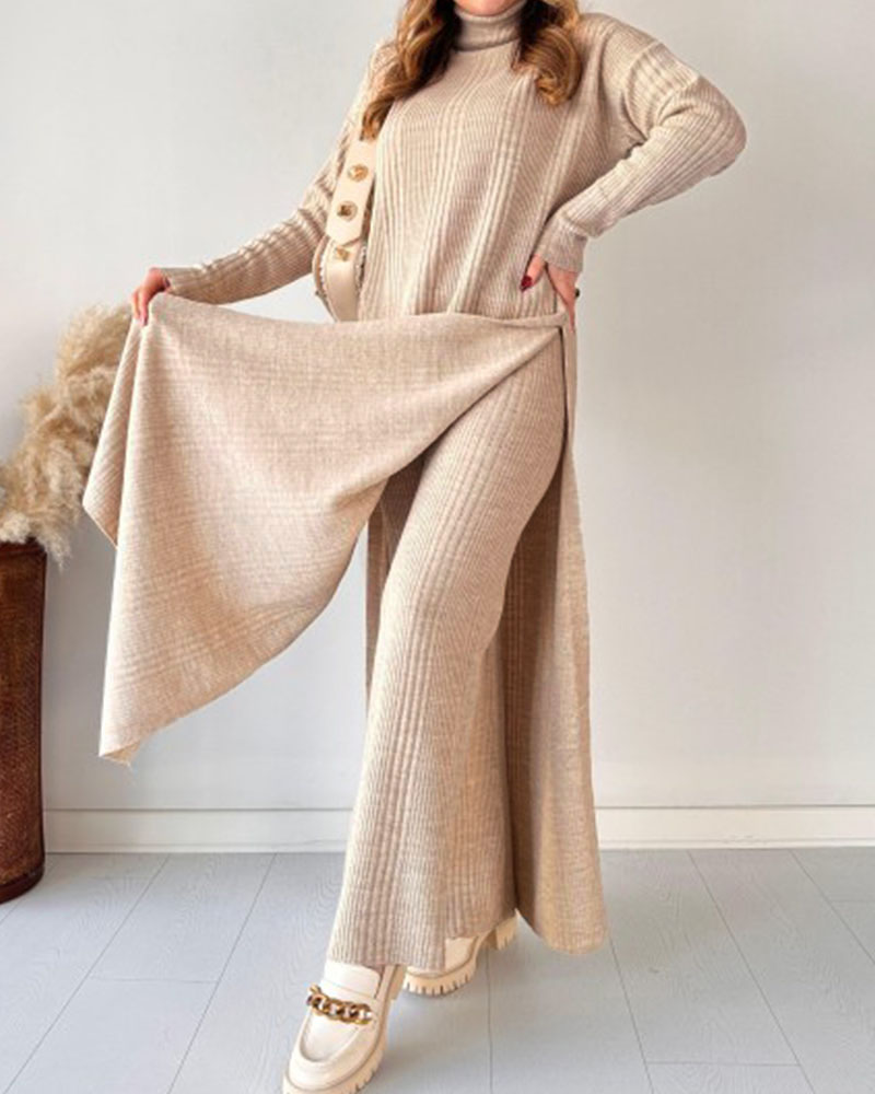 Lizzy™ | Chic extended length slit knitted two-piece set