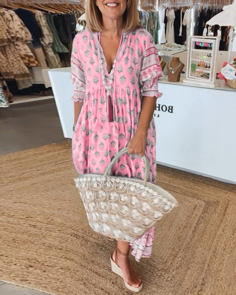 VERONA™ | PRINTED V-NECK DRESS