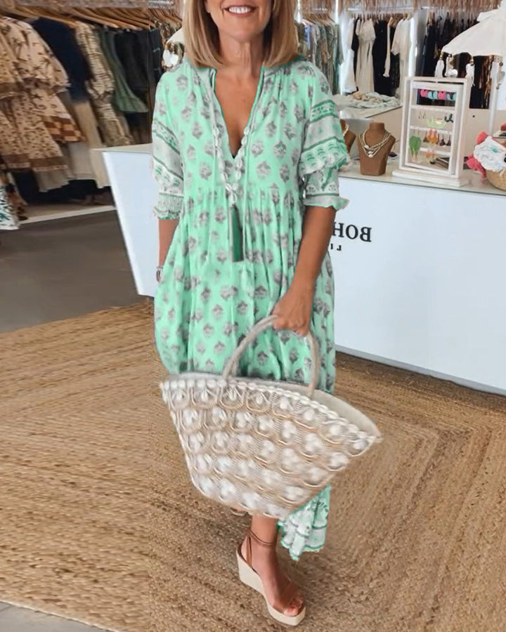 VERONA™ | PRINTED V-NECK DRESS