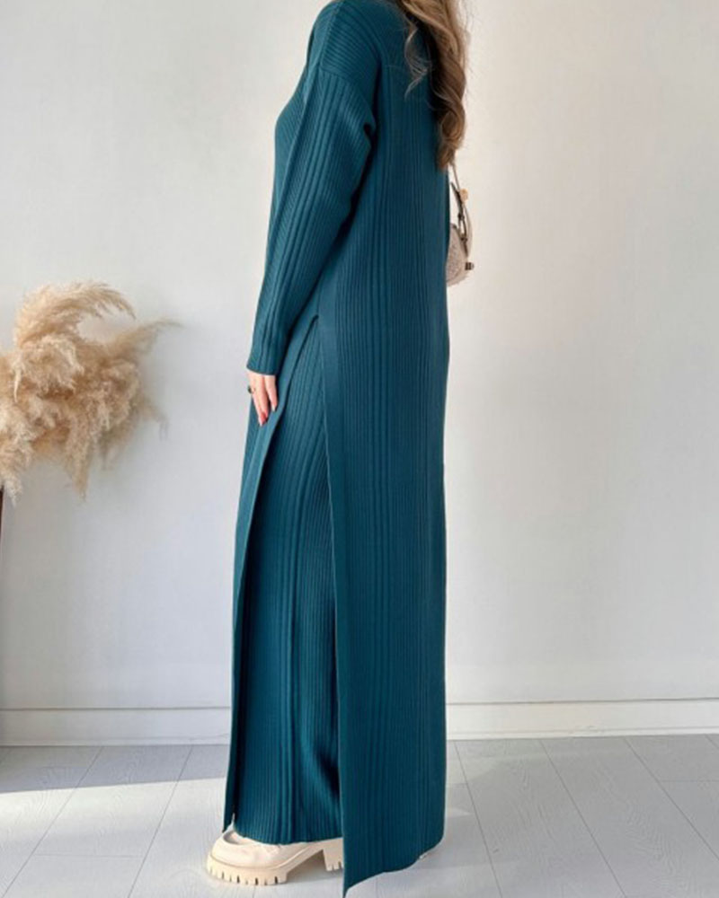 Lizzy™ | Chic extended length slit knitted two-piece set