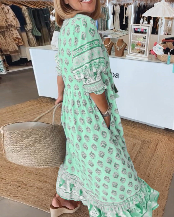 VERONA™ | PRINTED V-NECK DRESS