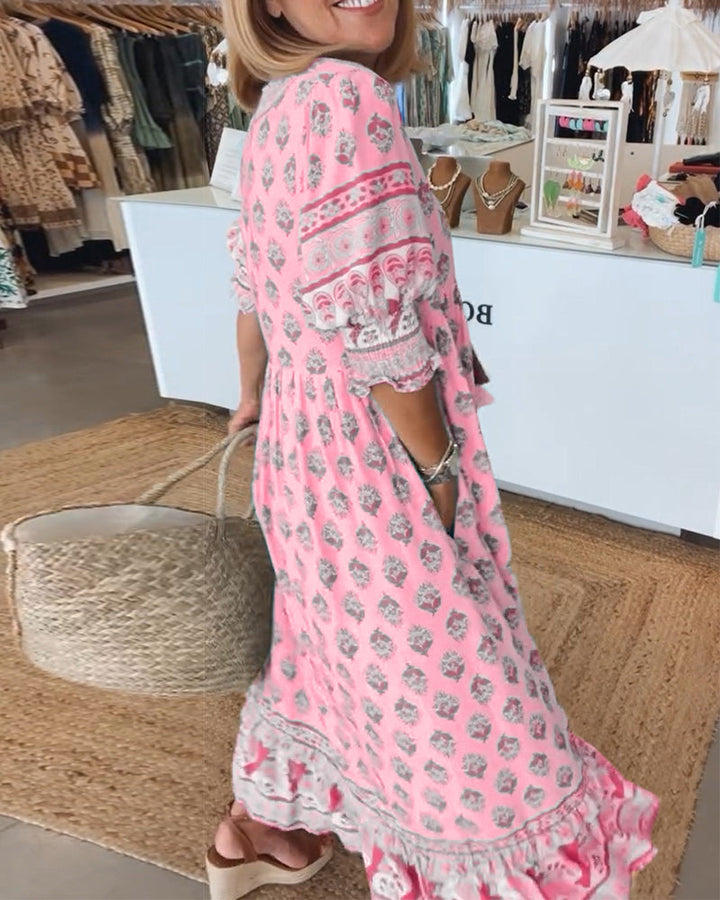 VERONA™ | PRINTED V-NECK DRESS