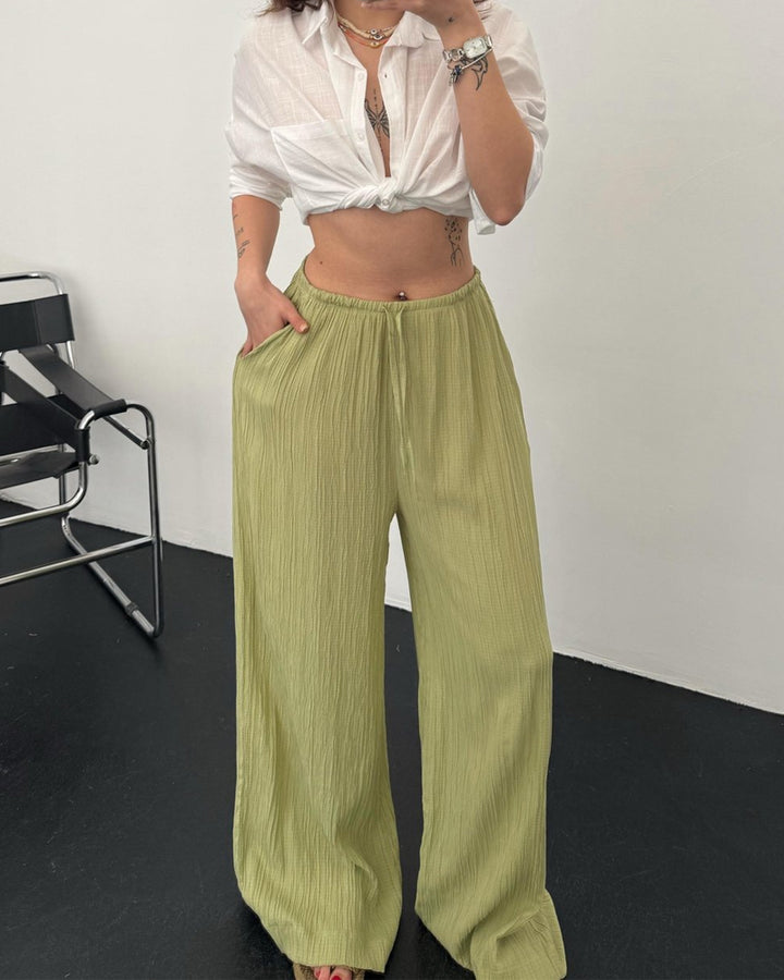 Erine™ | Casual Seersucker Elastic Waist Pants