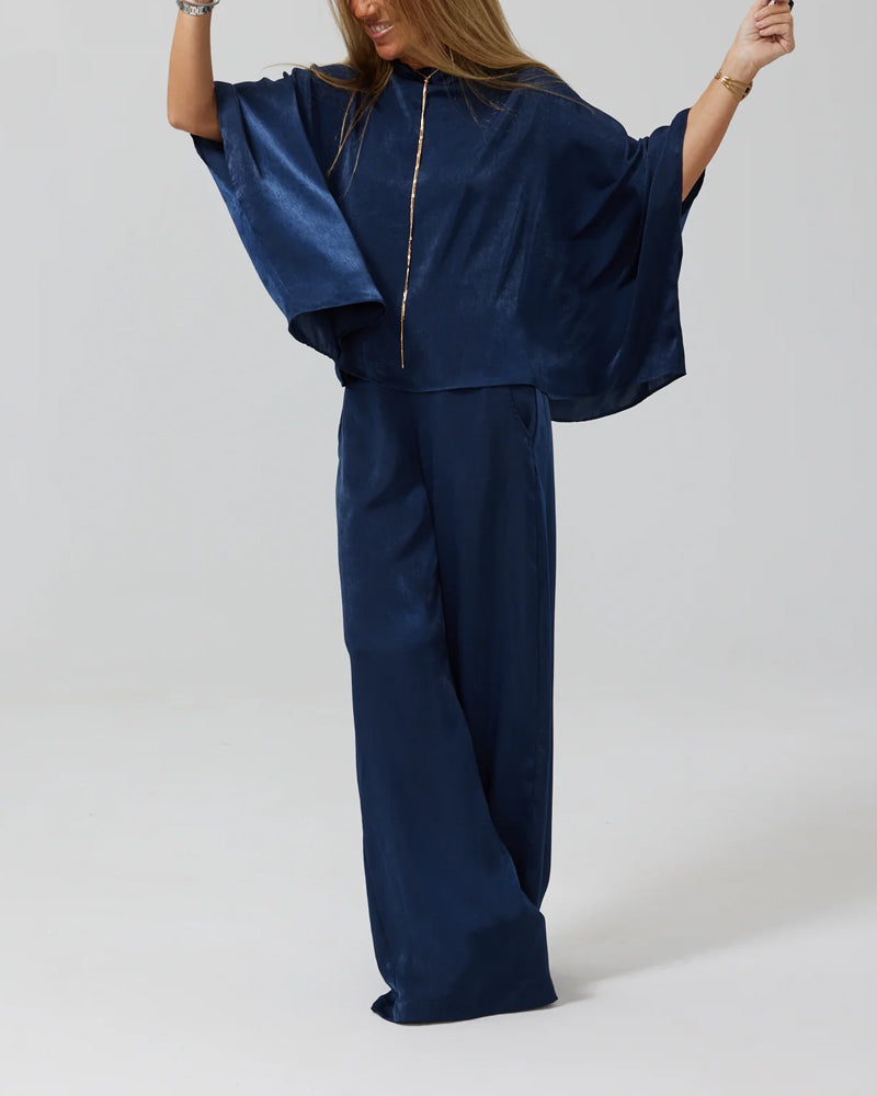 Carly™ | Fashionable Satin Top & Pants Cardigan Four-Piece Set