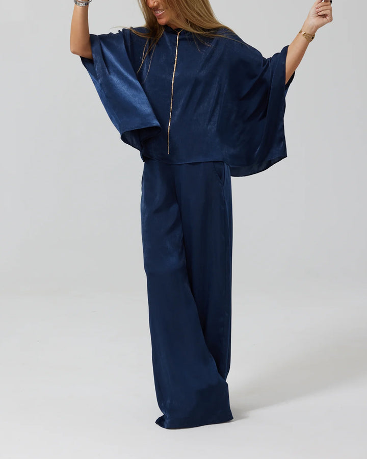 Carly™ | Fashionable Satin Top & Pants Cardigan Four-Piece Set