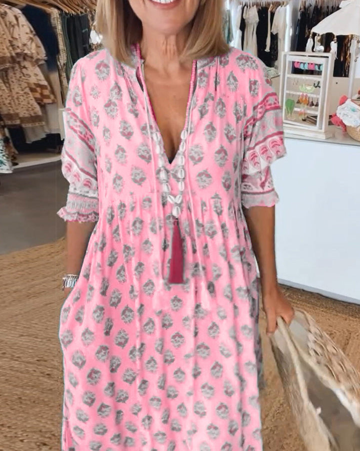 VERONA™ | PRINTED V-NECK DRESS