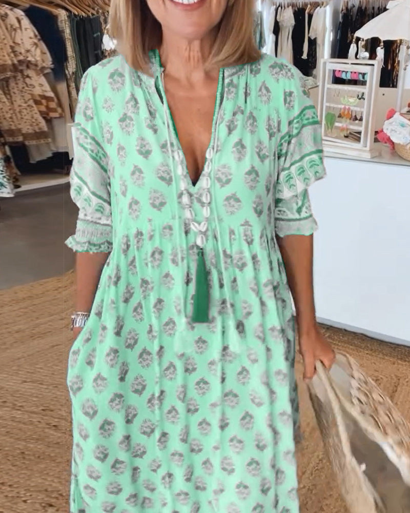 VERONA™ | PRINTED V-NECK DRESS