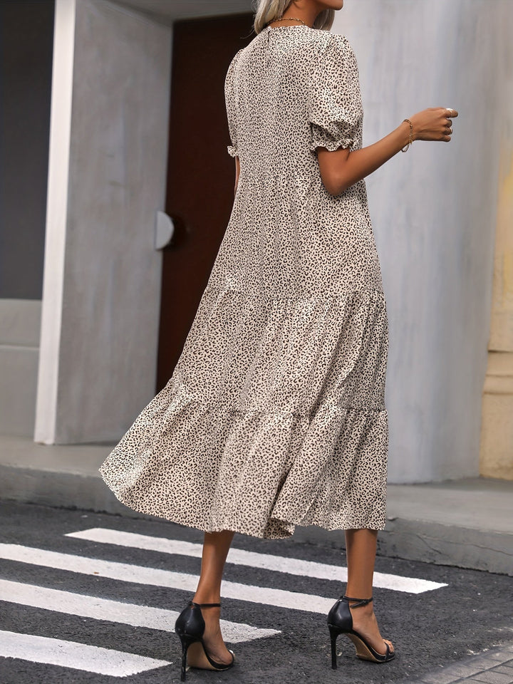 Adelina™ | - Tiered Puff Sleeve Dress