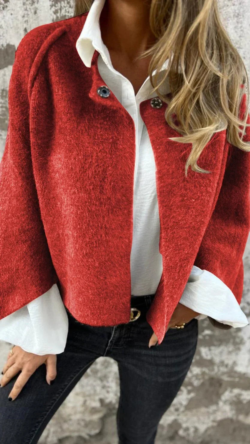 Celestin™ | Wool Coat with Round Neckline and Long Sleeves