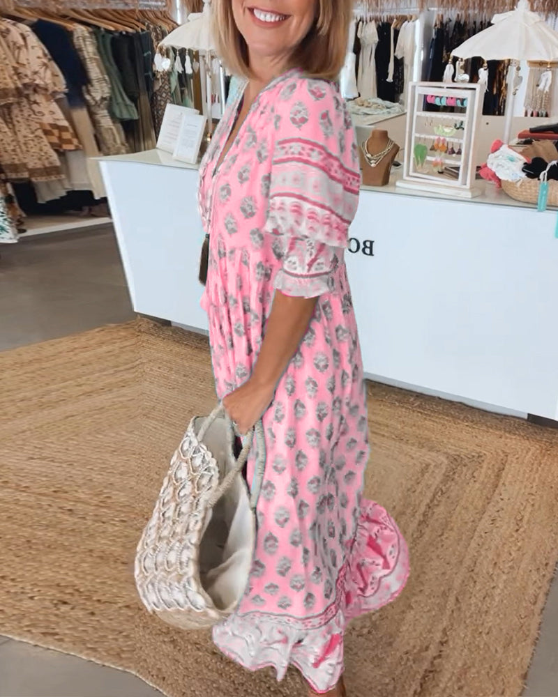 VERONA™ | PRINTED V-NECK DRESS