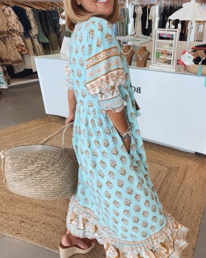 VERONA™ | PRINTED V-NECK DRESS