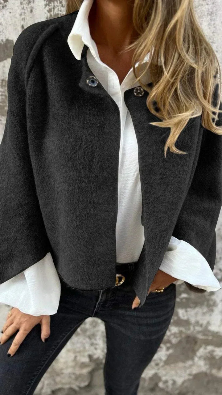 Celestin™ | Wool Coat with Round Neckline and Long Sleeves