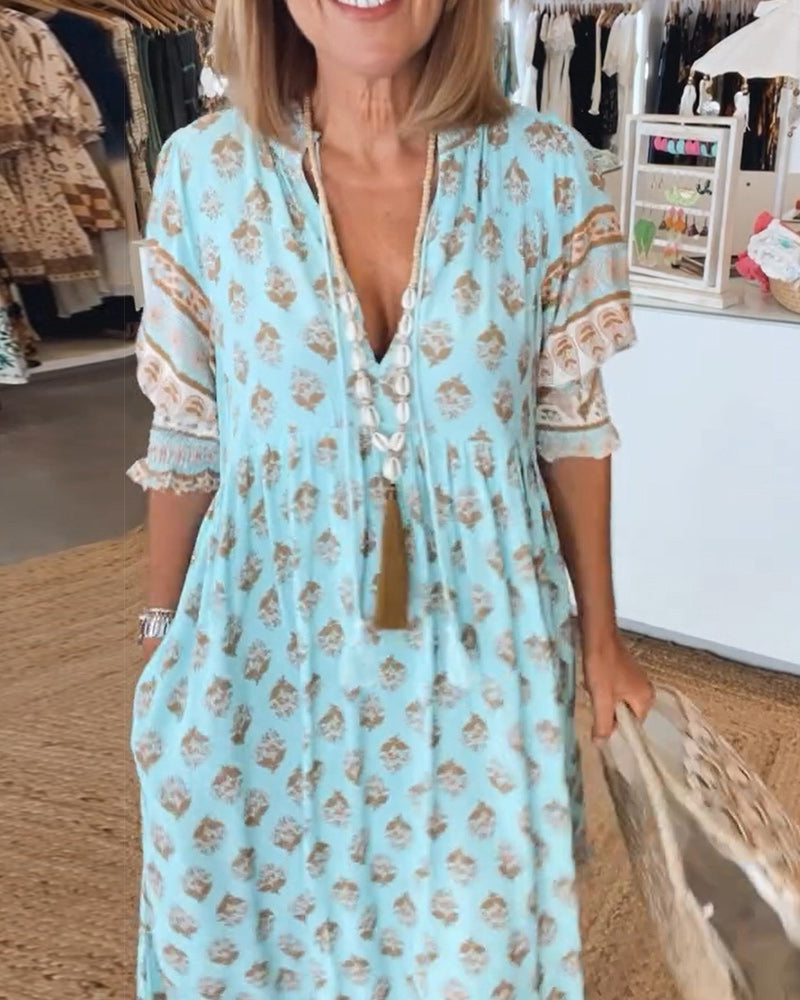 VERONA™ | PRINTED V-NECK DRESS