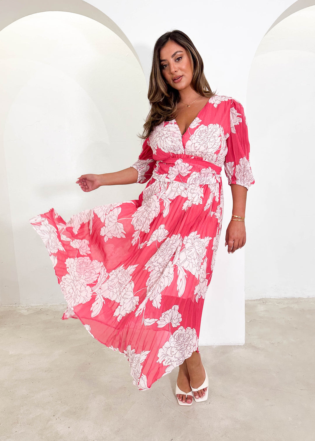 Sandy™ | Midi Dress - Pink Floral