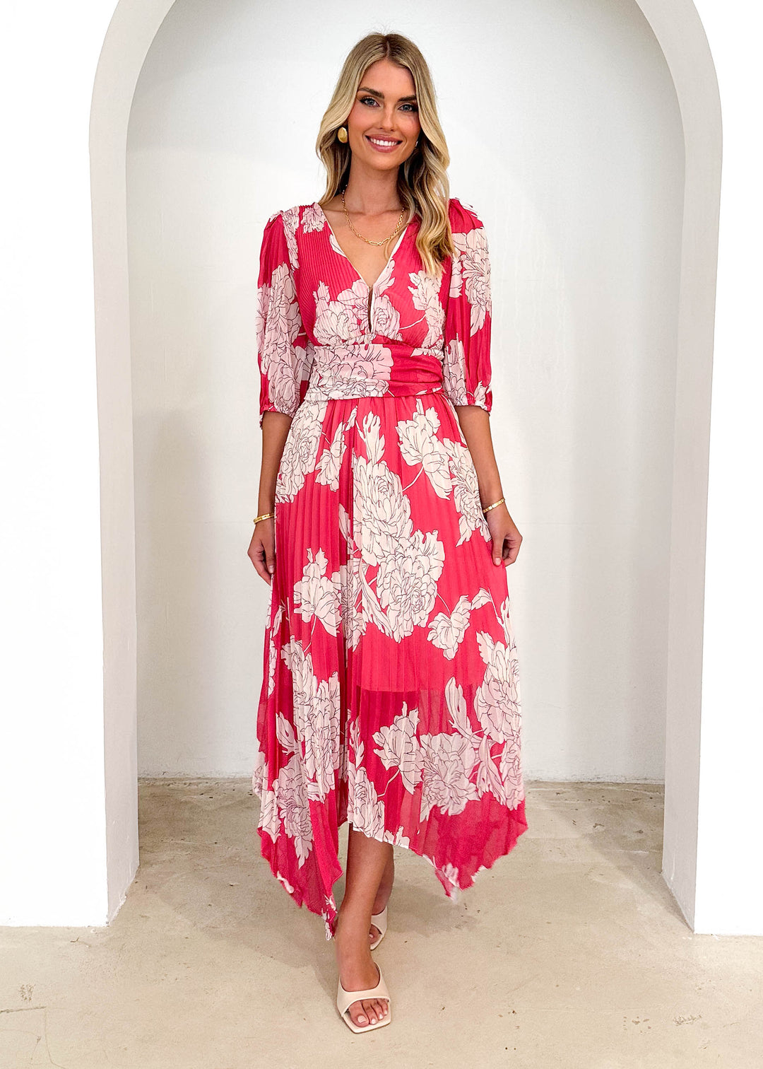 Sandy™ | Midi Dress - Pink Floral