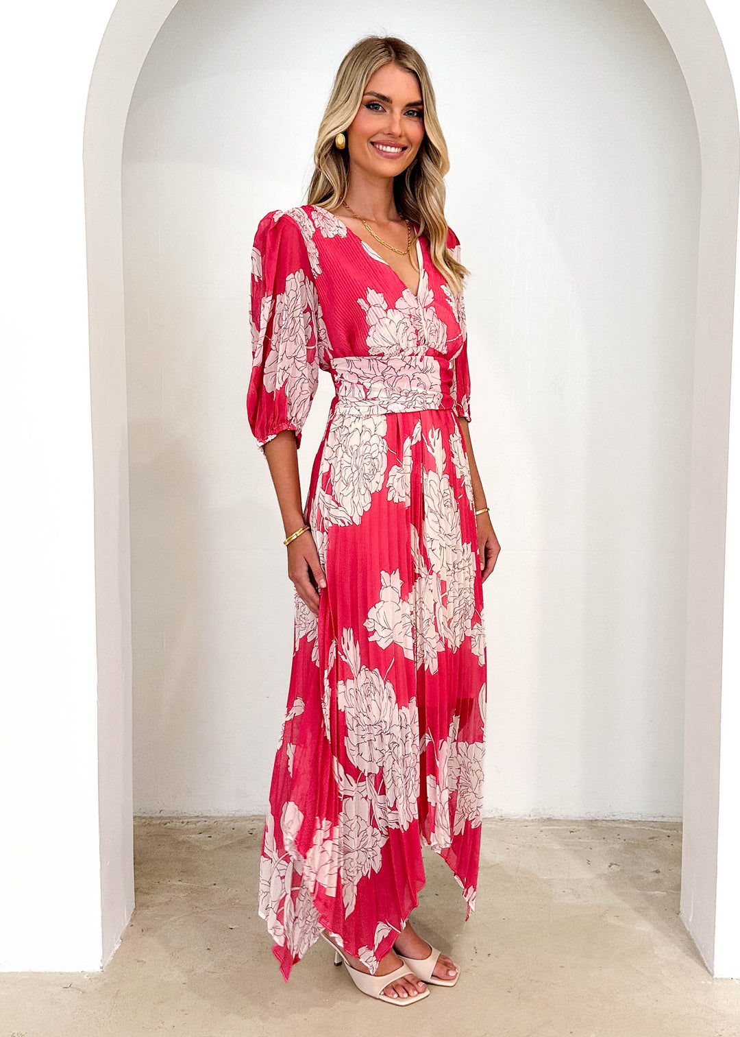 Sandy™ | Midi Dress - Pink Floral