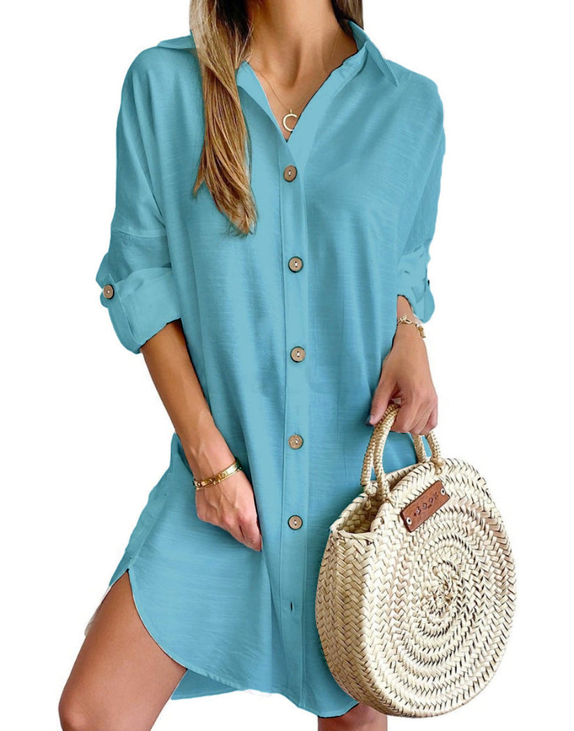 Cassy ™ |- Button-Up Shirt Dress