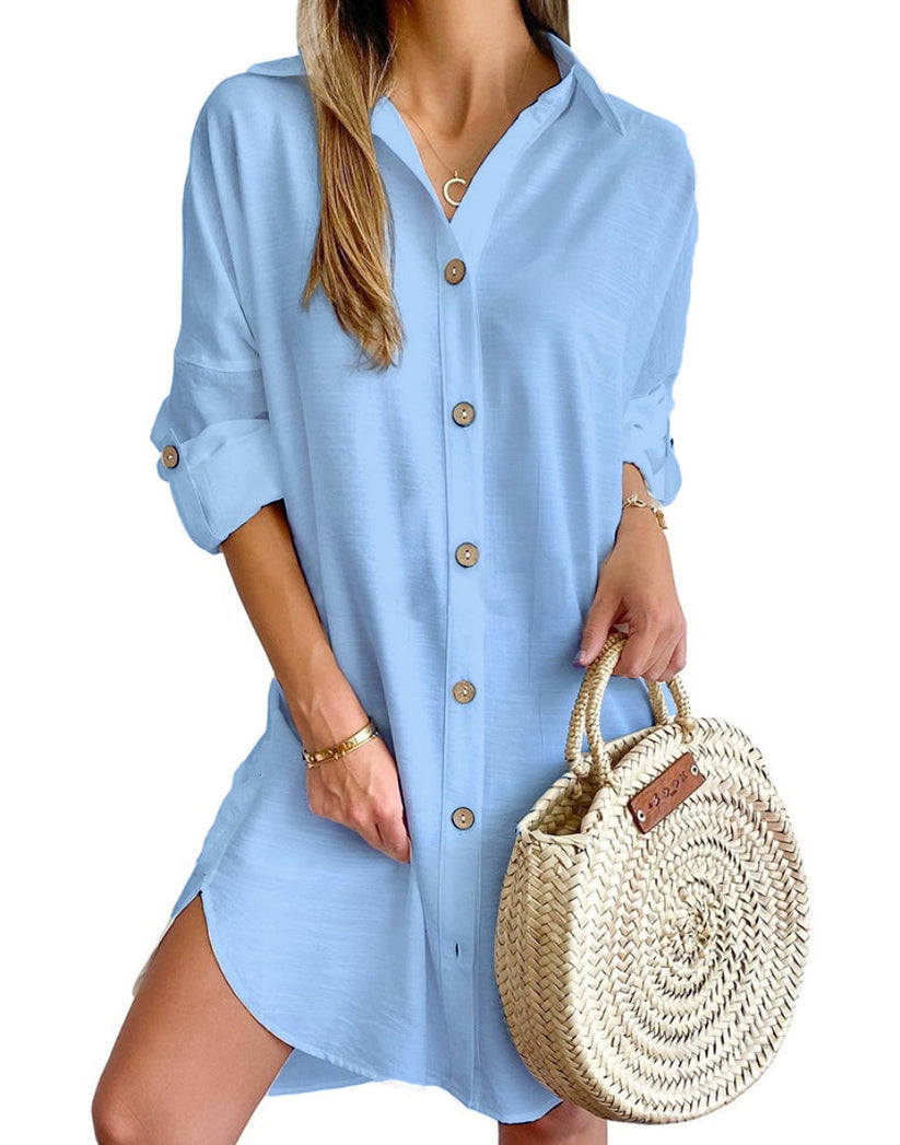 Cassy ™ |- Button-Up Shirt Dress