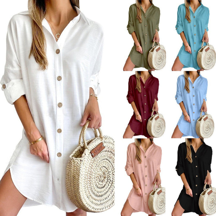 Cassy ™ |- Button-Up Shirt Dress
