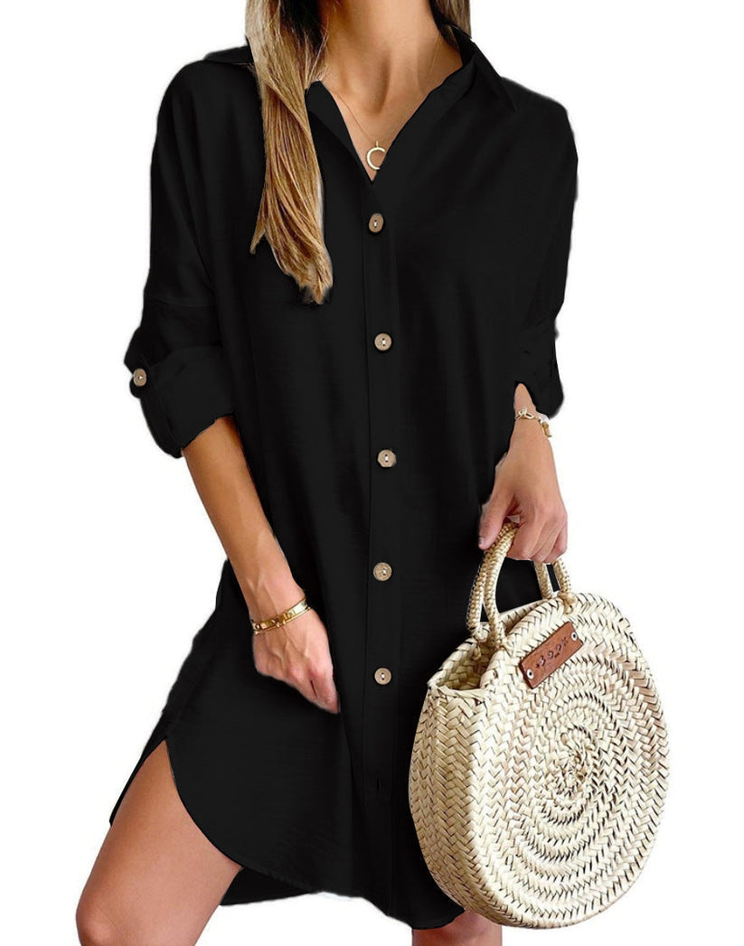Cassy ™ |- Button-Up Shirt Dress