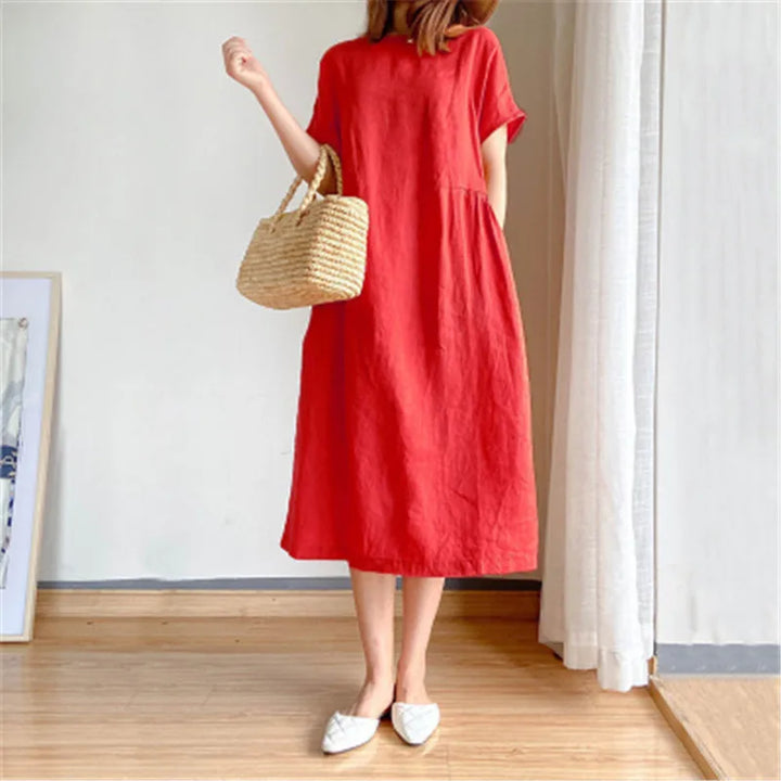 Isabella™ | Cotton Linen Midi Dress