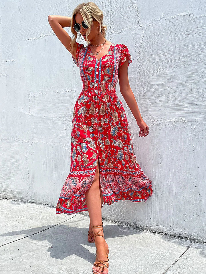 Nora™ | Boho Floral Midi Dress
