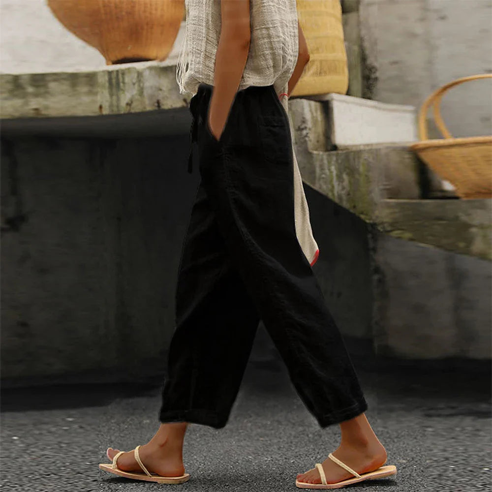 Jessica | Women's Cotton-Linen Drawstring Trousers
